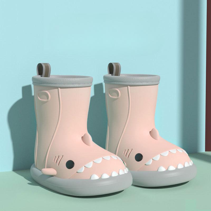 Buty przeciwdeszczowe Shark Rain Shoes, antypoślizgowe, miękkie, lekkie, nowe, wodoodporne, gumowe buty, krótkie rurki, do połowy łydki, damskie, kreskówkowe kalosze