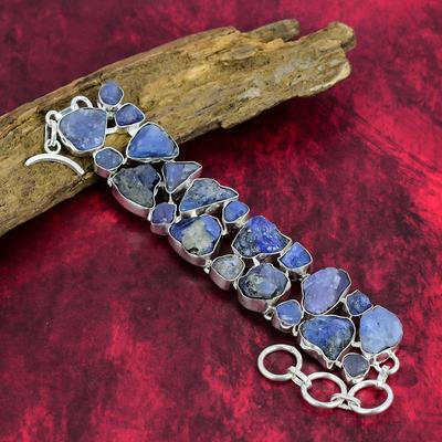 Natural Rough Kyanite Gemstone Jewelry, Handmade 925 Solid Sterling Silver Bracelet, Beautiful Genuine Rough Kyanite Handmade Bracelet For Women