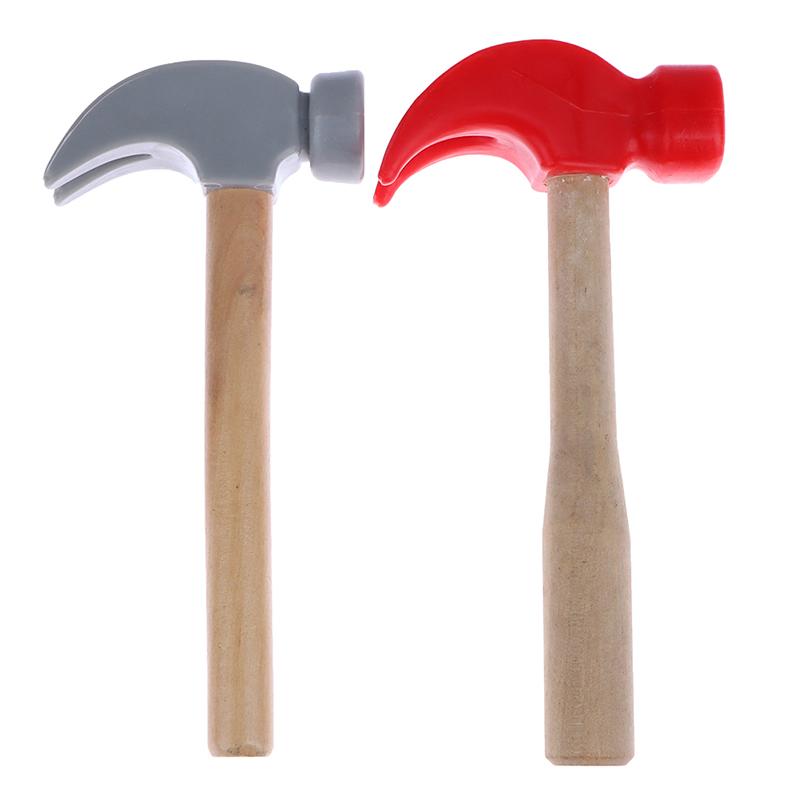 Children's Simulation Hammer Wooden Handle Solid Hammer Toy Beat Repair Tool Mini Wooden Hammer Solid PP Plastic Super Strong