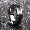 Fashion Copper Color Stainless Steel Rings for Men Black Carbon Fiber Ring Wedding Jewelry Christmas Gift Accessories