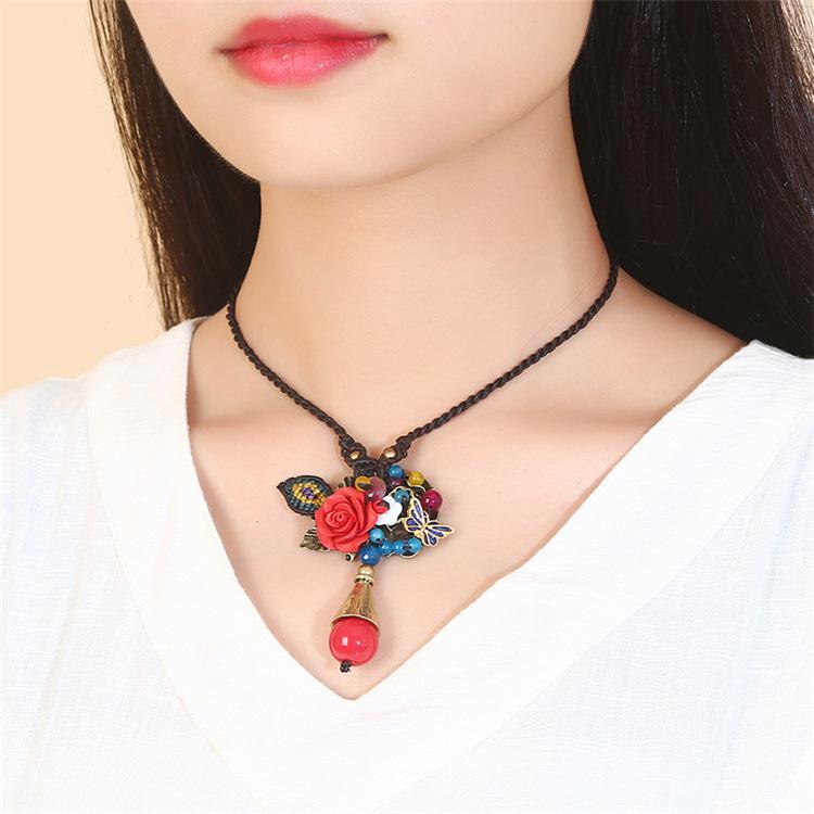 Original Handmade Ethnic Style Agate Short Necklace Femininity Retro Versatile Collarbone Chain Simple Classical Accessories