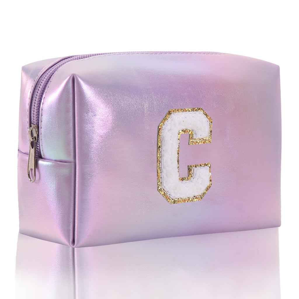 Octagon Bag Embroidery Alphabet Makeup Bag Large Capacity Toiletry Bag Travel Storage Bag Clutch Bag