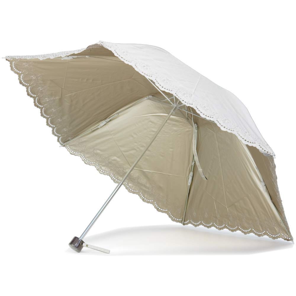 Nouvel Japonais Folding Sun and Rain UV Oriental Embroidery Parasol, Protection, Protection, (Ivory)