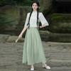 Modern Zen Chinese Stand Collar Tea Suit: Republic Cheongsam Hanfu Tang Retro Two-Piece