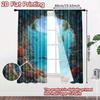 2pcs, 2D FLAT PRINTING Curtains (Without Rod) Ocean Paradise Holiday Curtains Fabric Curtains Decorations Suitable for Living