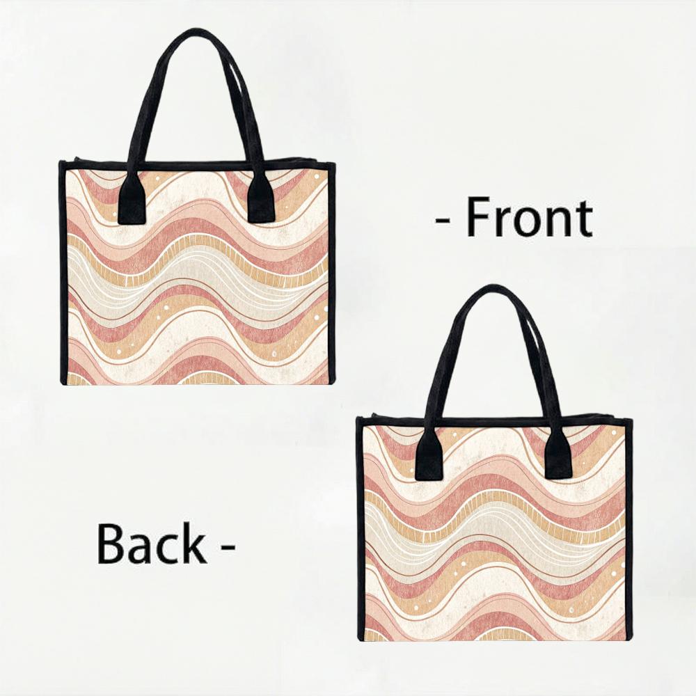 Boho Wave Pattern Tote Bag Large Capacity Daily Casual Women Shoulder Bag