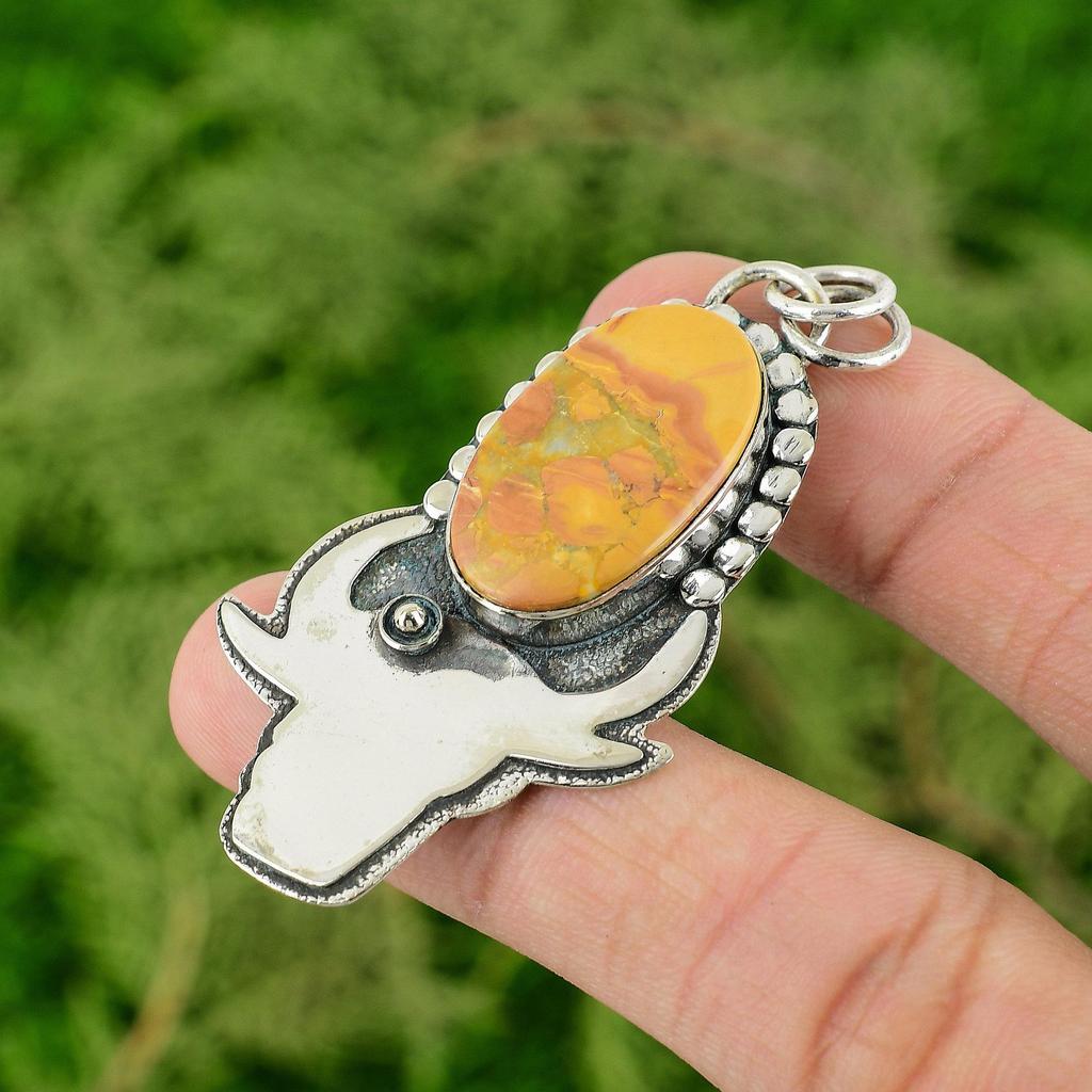 Daughters Day Sale Sterling Silver Oval Maligano Jasper Gemstone Pendant Jewelry