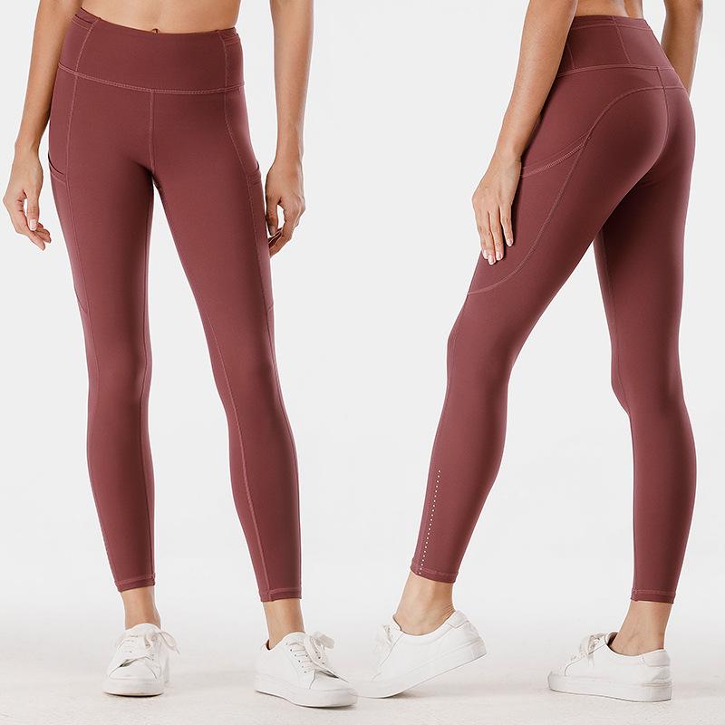 Women's High Waist Double-Sided Nude Feel Yoga Pants - Quick-Drying, Breathable, Brushed, Tight Fit for Fitness & Running.