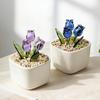 Mini skleněná figurka tulipánu Ručně foukaná miniaturní květina z umělého křišťálu v květináči pro ženy, maminku, svatbu, Den matek, kancelář, domov, středový díl stolu