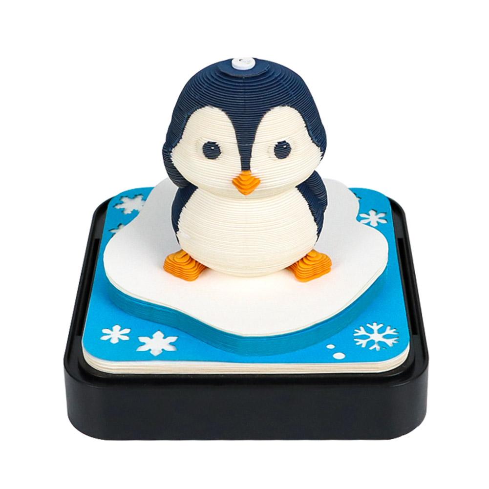 

3D Sticky Notes Of Endearing Penguin Paper Sculpture Calendar With Lights Craft Notepad Memo Pad Block Notes Paper Xmas Decor