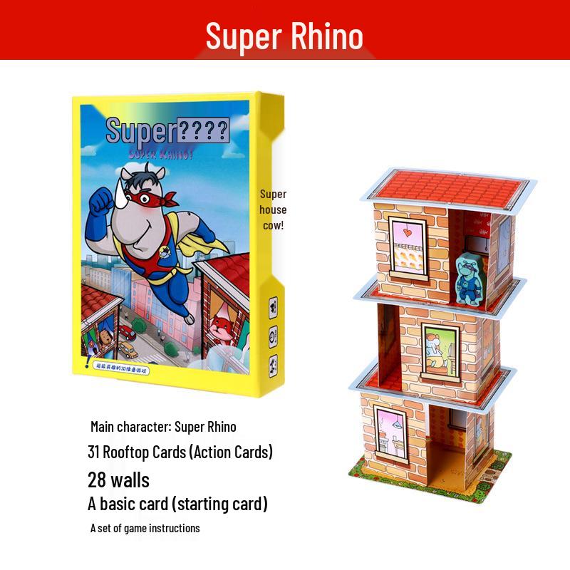 Super Rhino 3D Stacking Game for Kids and Families: Educational, Parent-Child Board Game for 2-4 Players