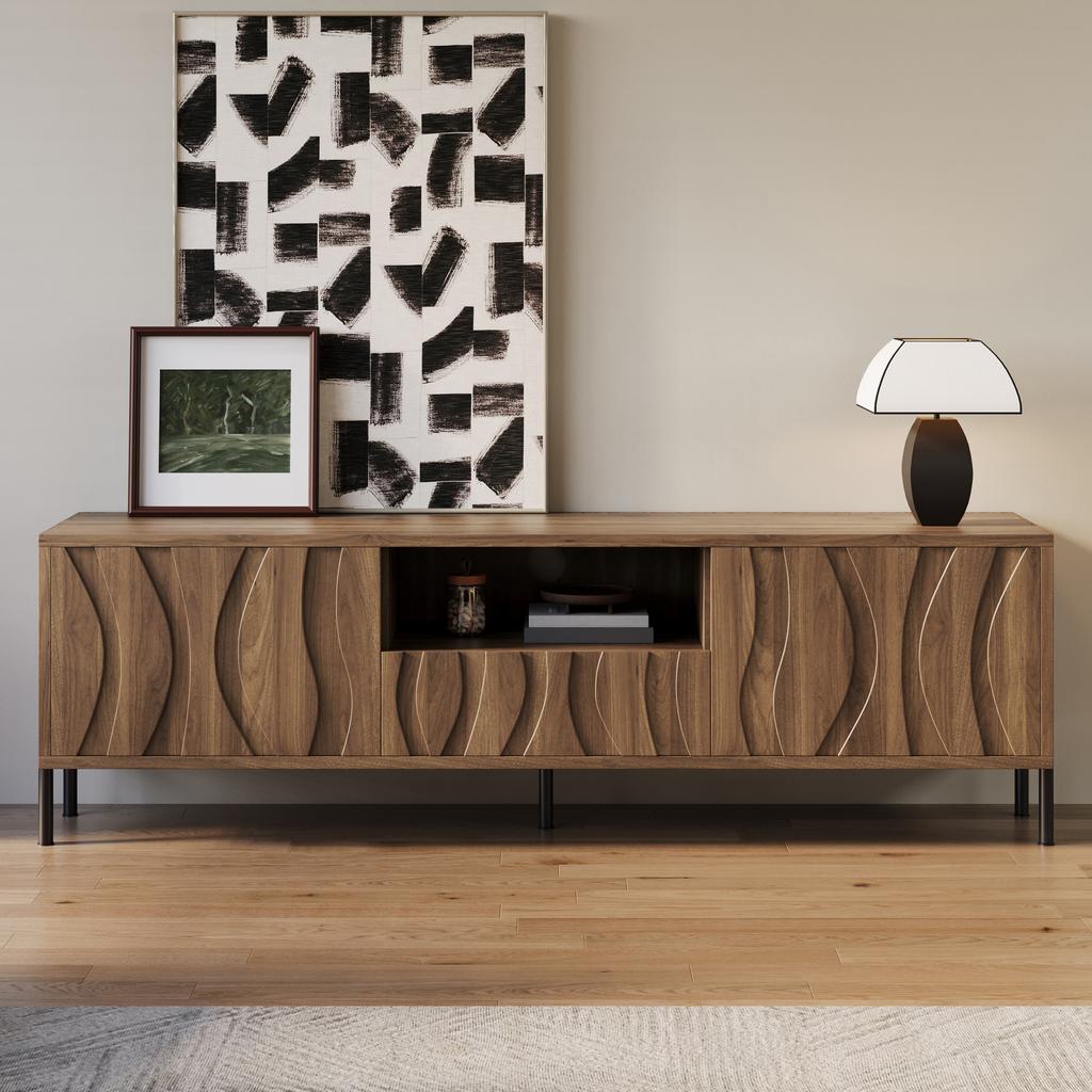 TV Cabinet with Three Doors. Low Cabinet, Living Room Furniture, Dimensions: 160 X 35 X 46 Cm (Length X Width X Height).