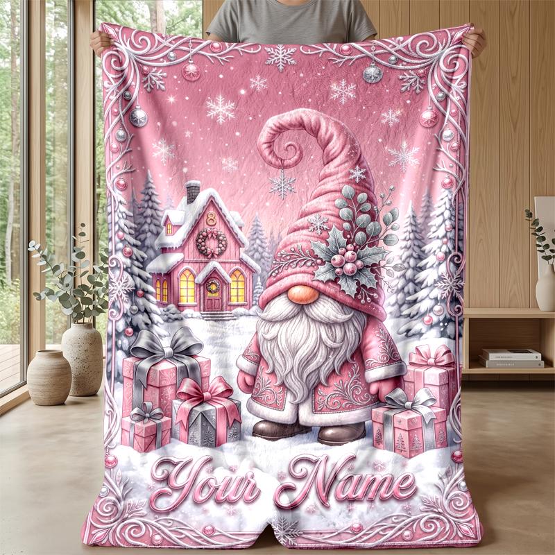 Weihnachts-Bettdecke mit individuellem Namen, Flanell, warm, gemütlich, Überwurf, Heimdekoration, Weihnachtsgeschenk