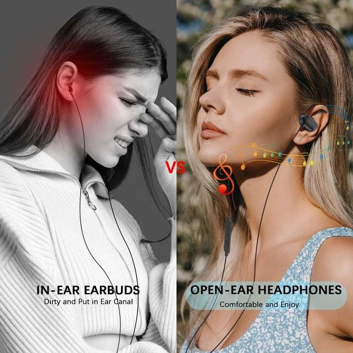 [Kotsudendo] Wired Earphones Type-C with Microphone, Open-Ear Headphones, Ear-Hook, Non-Ear-Covering, For Listening While