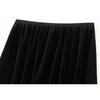 Qooth Women Velvet Split Splicing Skirt Mid Length Elastic Waist Casual Skirt QT2733