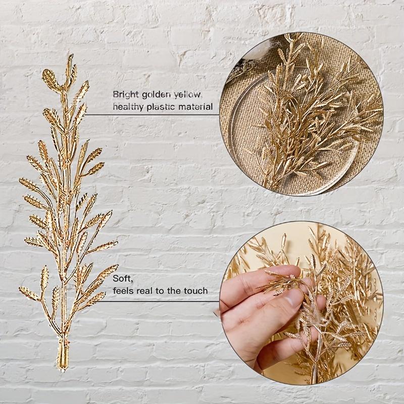 10Pcs Simulated Golden Tree Branches Floating Candles Center Filling Wedding Banquet Decoration Plastic Flowers