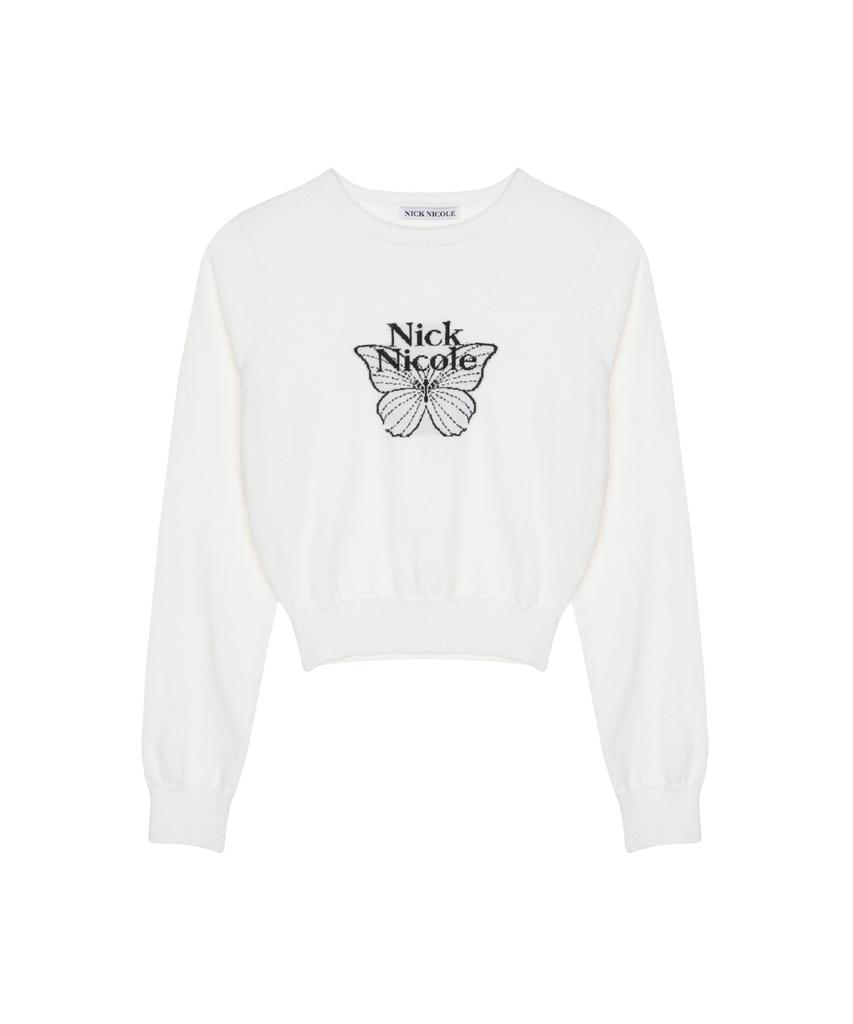Nigaennikol Mini Butterfly Signature Sleeve Knit_Ivory Black