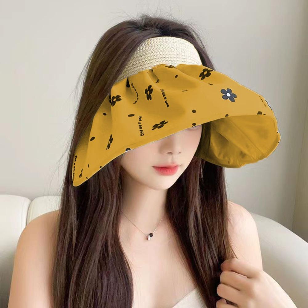 UV Protection Women Sunhat Big Brim Empty Top Hat Outdoor Beach Cap Bucket Hat  Girls