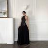 Temperament: Pure Desire, Sexy Black Sequin Dress, Design, Halter Neck, Sleeveless Backless Dress, Beautiful Banquet Dress