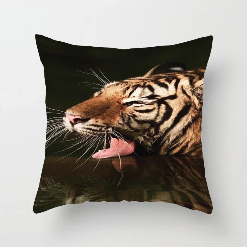 Tiger Series Printing Pattern Decoration Home Pillowcase Square Office  Cushion Cover
