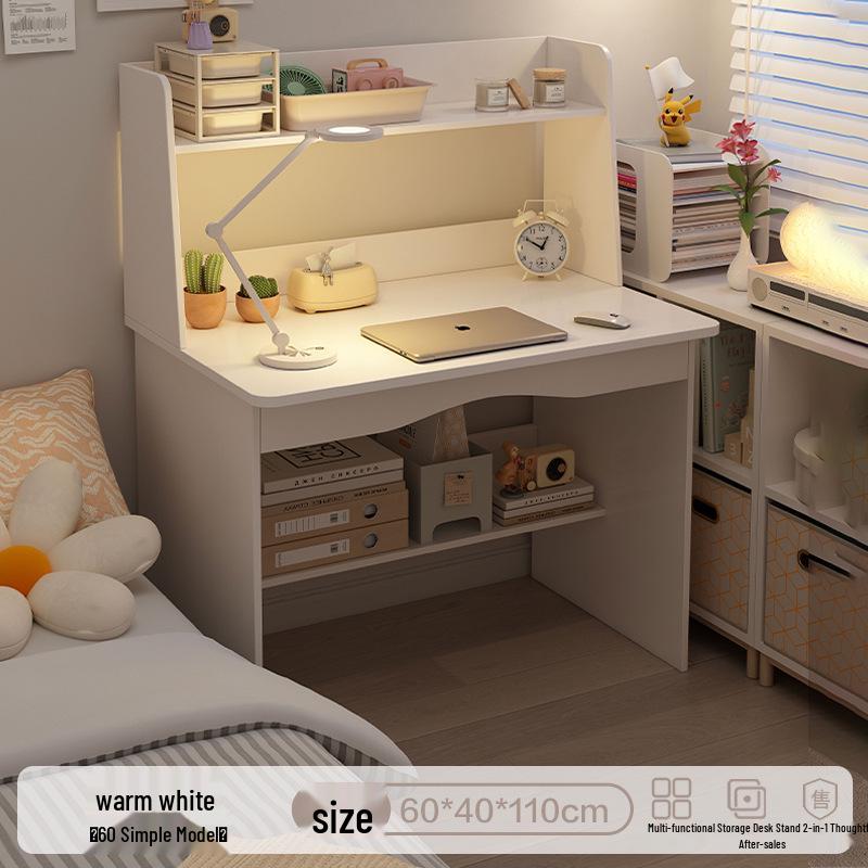 Integrated Desk and Bookshelf: Student Study Set with Writing Table and Storage Cabinet for Bedroom or Home Office.