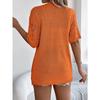 QICED Spring Summer Cut-out Short-sleeved Knitted Cardigan for Vacation Sun Protection Women's Wear
