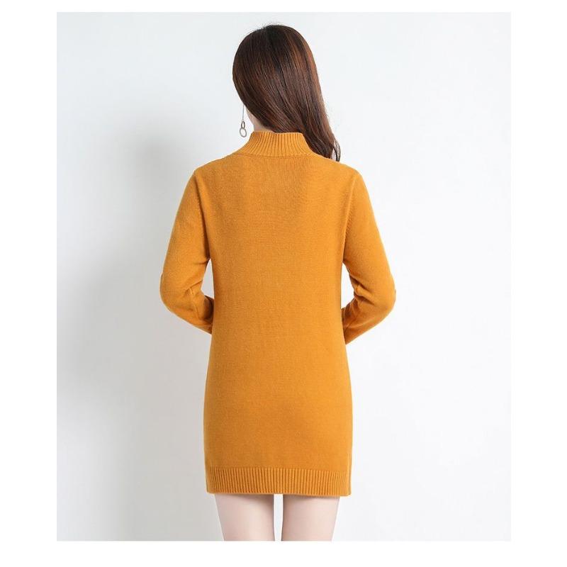 Autumn Winter Mid-length Sweater Long Bottoming Shirt New Mother Middle-aged Elderly Hip-covering