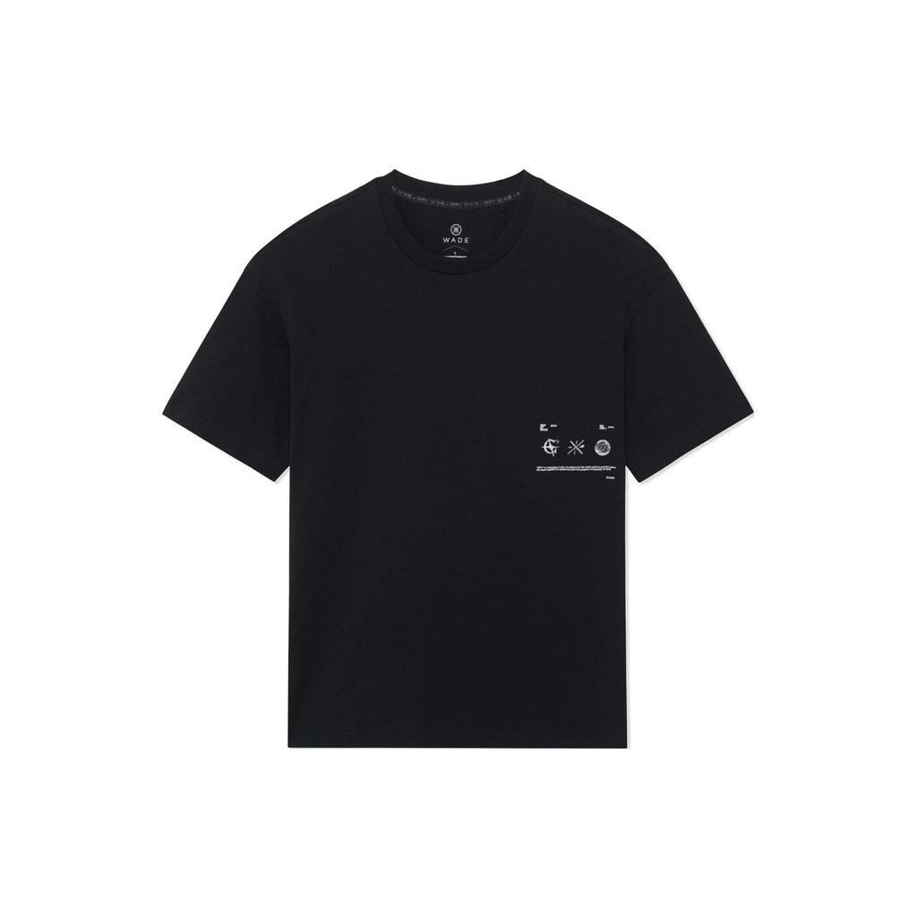 Lining Solid Color Crew Neck Loose Short Sleeve T-Shirt Unisex Tops Black AHSS649-1