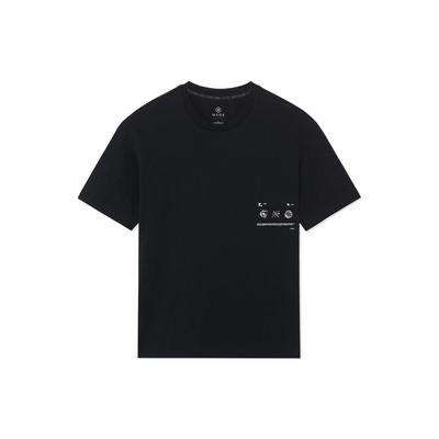 Lining Solid Color Crew Neck Loose Short Sleeve T-Shirt Unisex Tops Black AHSS649-1