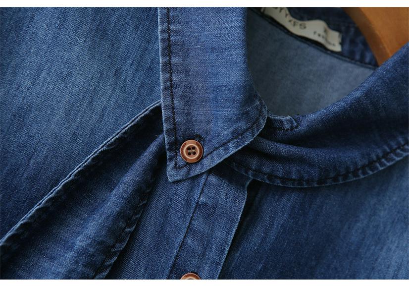 2026 Spring Plus Size Flowy Collar Denim Shirt for Women - Long Sleeve Slimming Jacket Fashion Top