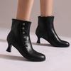 Mixed Colours Ankle Boots Women's Rivets Decor Kitten Heels Shoes Retro 2025 Autumn Winter Footwear