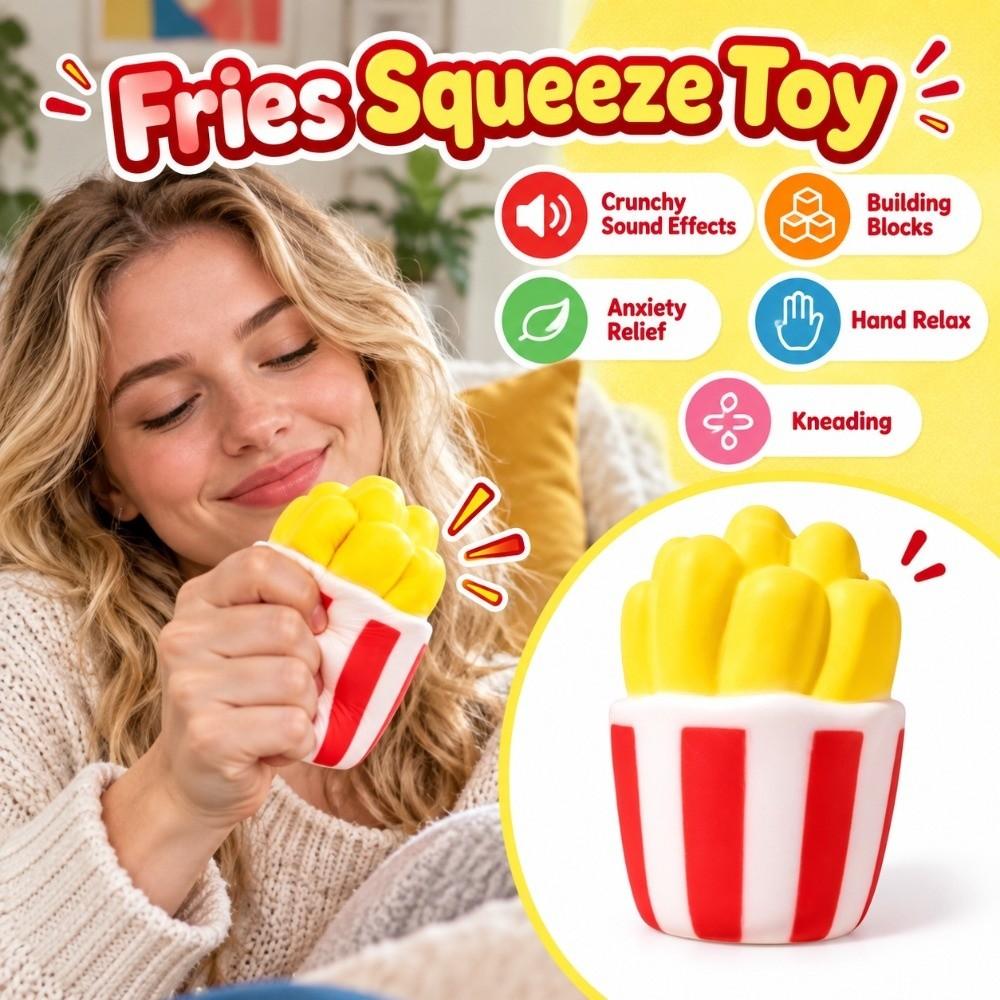 Sound Effects Crackling Fries Squishy Toy Crunchy Realistic Food Pinch for Kids Adults