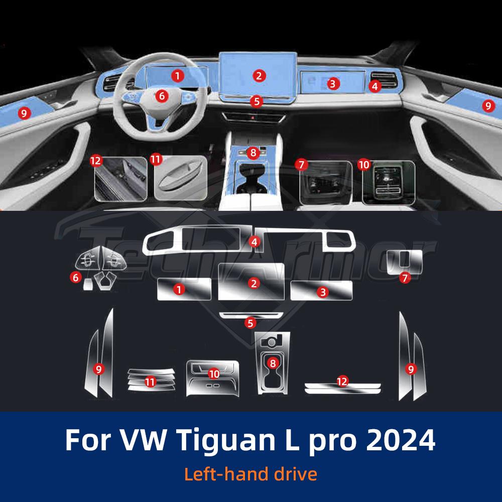 Car Interior TPU Protector Anti-scratch Film For VW Tiguan L Pro Auto Protective Transparent Anti-tear Sticker Trim Accessories