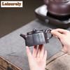 181ml Vintage Yixing Purple Clay Teapots Handmade Wellrail Pot Raw Ore Ancient Black Mud Kettle Chinese Zisha Tea Set Decoration