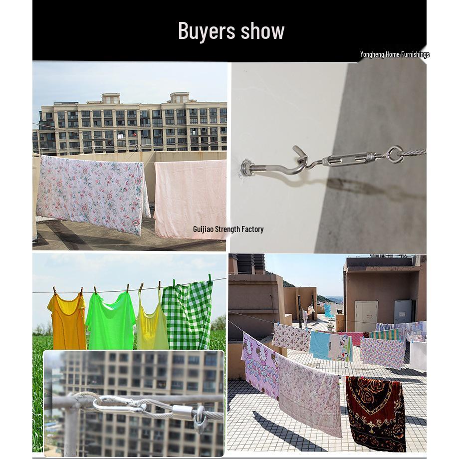 304 Stainless Steel Outdoor Clothesline for Balcony and Rooftop