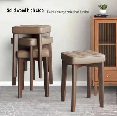 Banco Empilhável de Madeira Maciça: Cadeira de Jantar Moderna Acolchoada e Banco de Vestir