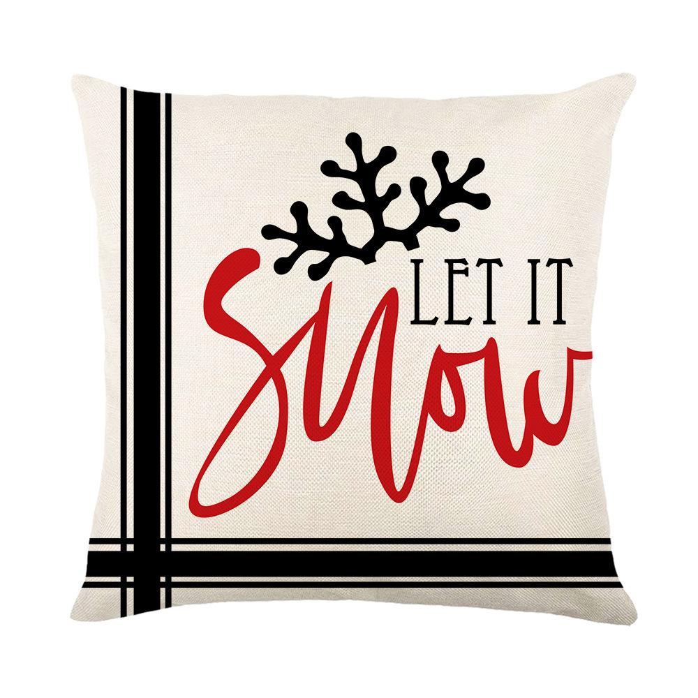Christmas Elk Print Pillow Cover Christmas Tree Holiday Festive Cushion Cover Home Sofa Cushion