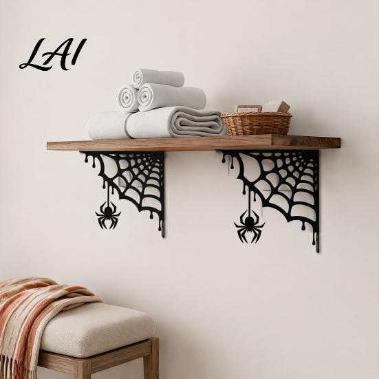 Indoor Outdoor Wall Embellishment 2Pcs Spider Web Corner Metal Art Signs Decor Gothic Artistic Decor Minimalist Aesthetic Sculpture for Living Room