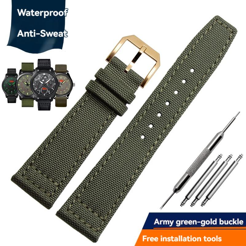 Nylon Canvas Watch Strap for IWC Pilots Portugal Portofino Fabric Cowhide Bottom Watch Chain Men Women Watchband 20mm 21mm 22mm
