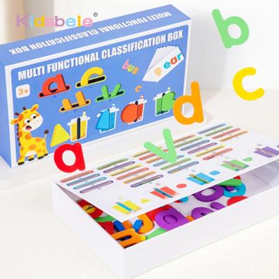 Montessori-Lernspielzeug aus Holz: Alphabetformen, Farben, Zuordnungsspiele, Rechtschreibspiele und Worträtsel für Kinder