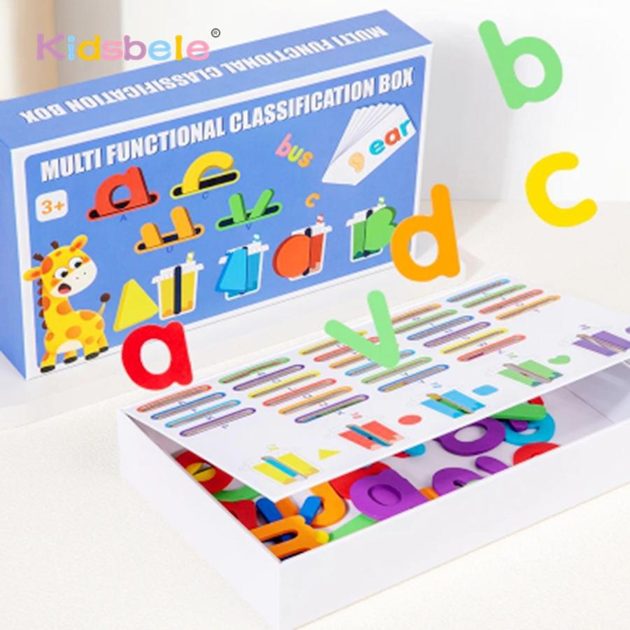 Montessori Wooden Alphabet Shape Color Learning Toy Matching Letter Spelling Game & Sight Words Puzzle Learning Toy for Children
