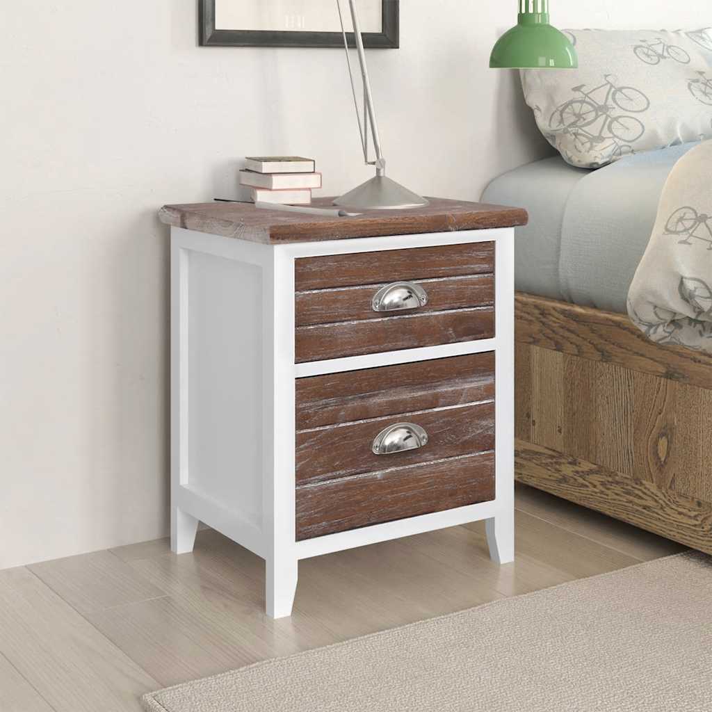 Nightstands 2 pcs with 2 Drawers Brown and White