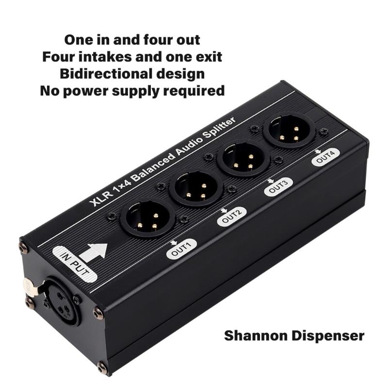 Balanced Sound Splitter 1 Input 4 Output Sound Splitter Box Distribution for Studio Recording Conference Installation