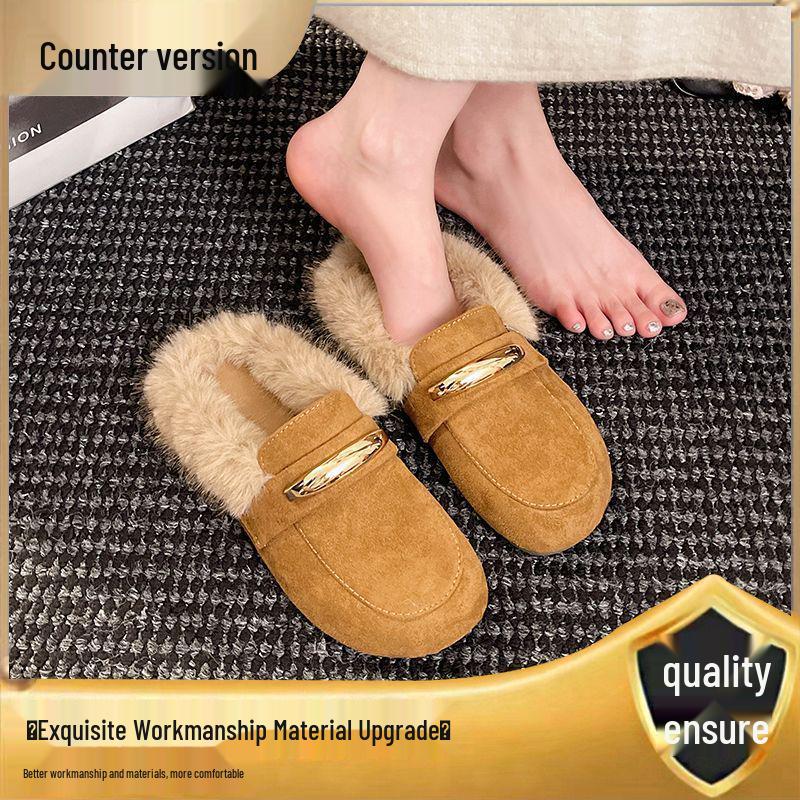 Birkenstock Women's Baotou Furry Slip-On Slippers - Autumn/Winter Style with Thick Sole and Height Increase