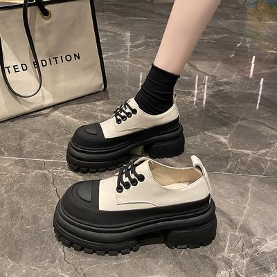 Fashionable Thick-soled Women Shoes 2024 New Luxury Round Head with Single Shoes Women Trend Banquet Lace-up Women Shoes