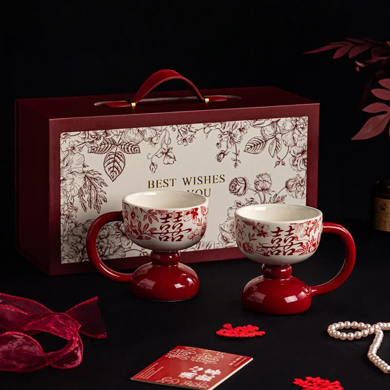 Yilan Ceramic Double Happiness Wedding Dinnerware Gift Set