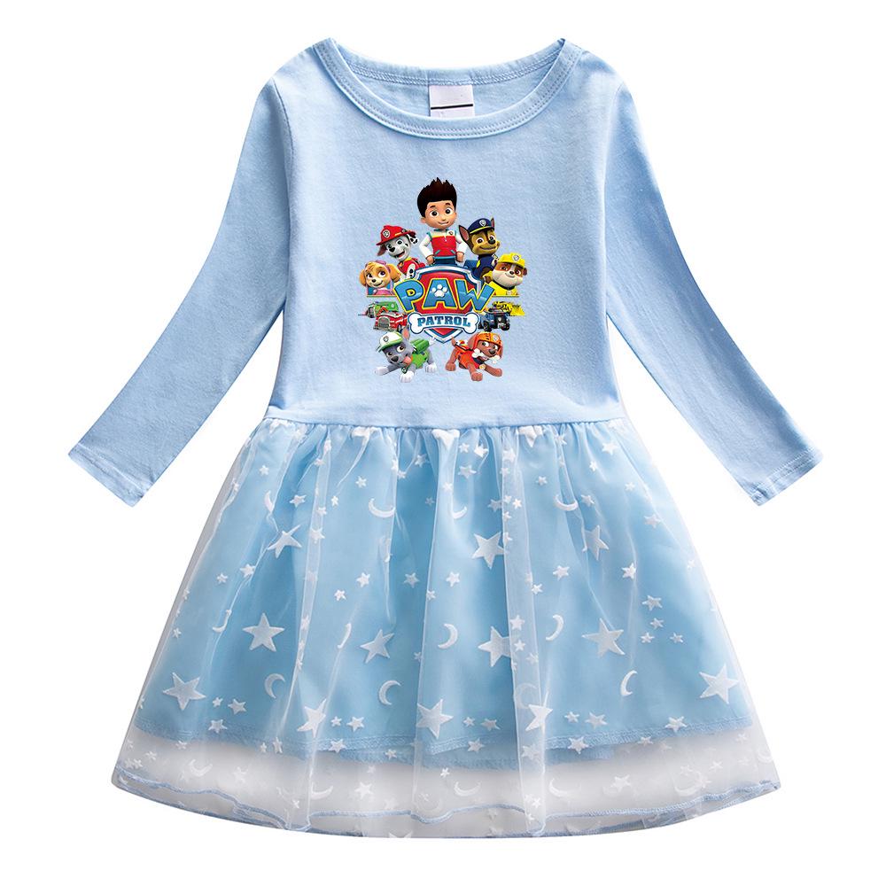 Girls' Stylish Mesh Skirt Long Sleeve Dress - New Spring/Autumn 2022 Fashion