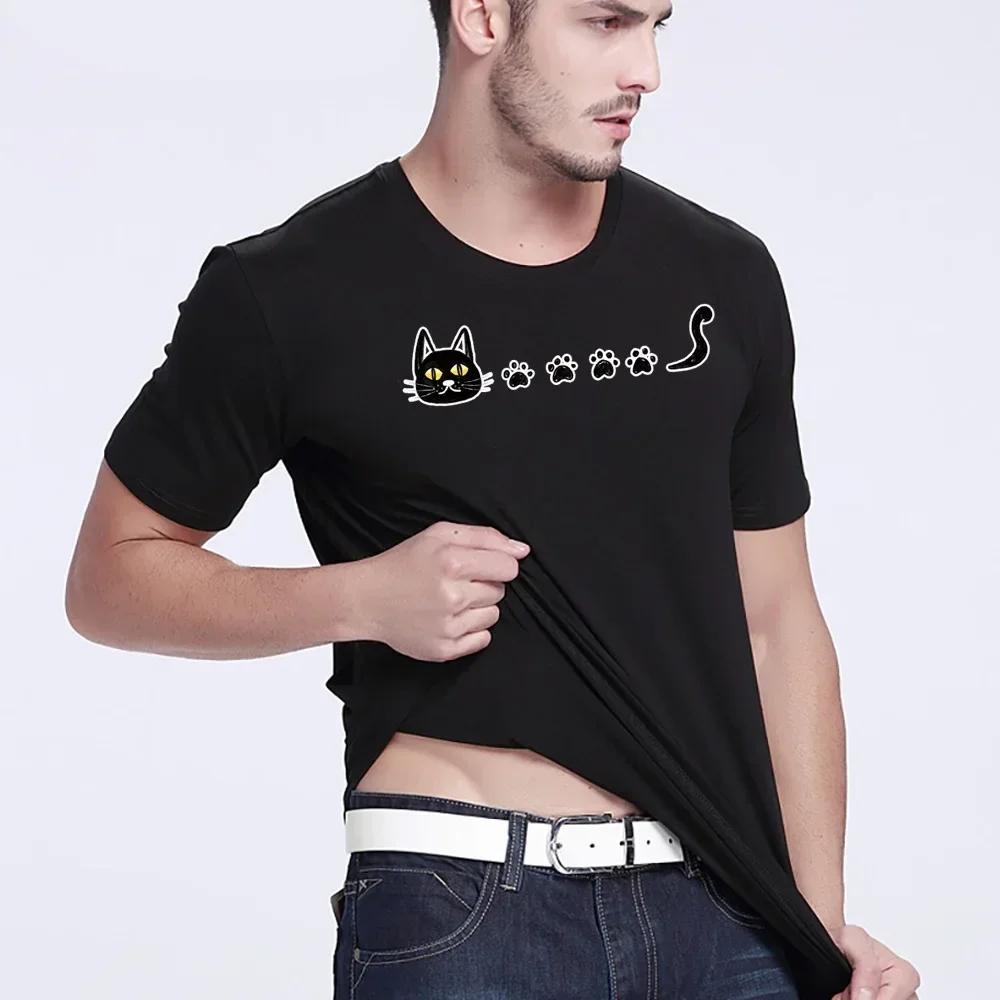 Clothes Men Harajuku T-Shirt Summer Fashion Casual O-neck T Shirts Footprints Printed Short Sleeve Top Trend Streetwear Pullover