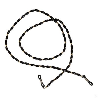 Wunderschöne ovale Perlenbrillen-Umhängeband-Kordelkette für Brillen und Sonnenbrillen - Schwarz