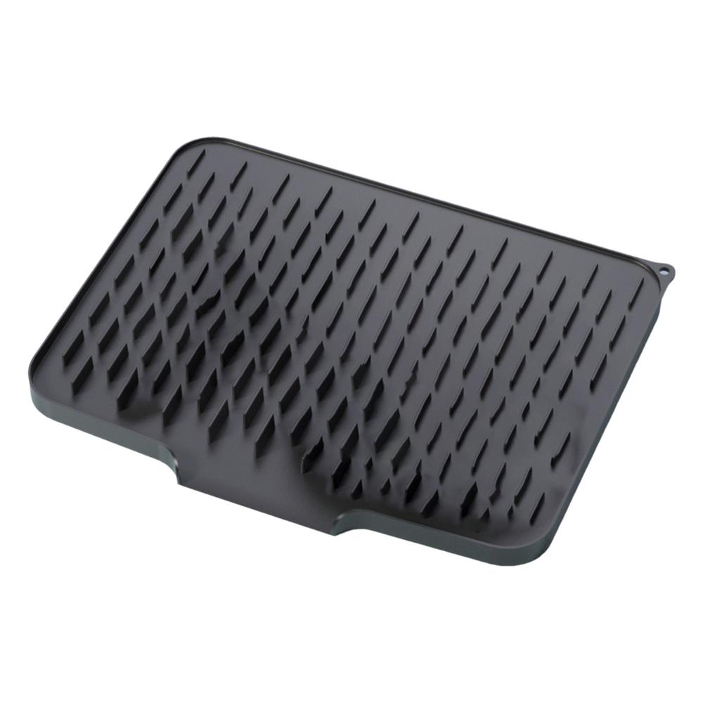 

Коврик для сушки посуды, силиконовый изоляционный коврик для сушки посуды, наклонный, водоотводящий, дренажный коврик для рабочей зоны ресторана и отеля 40 x 32 x 2cm чёрный